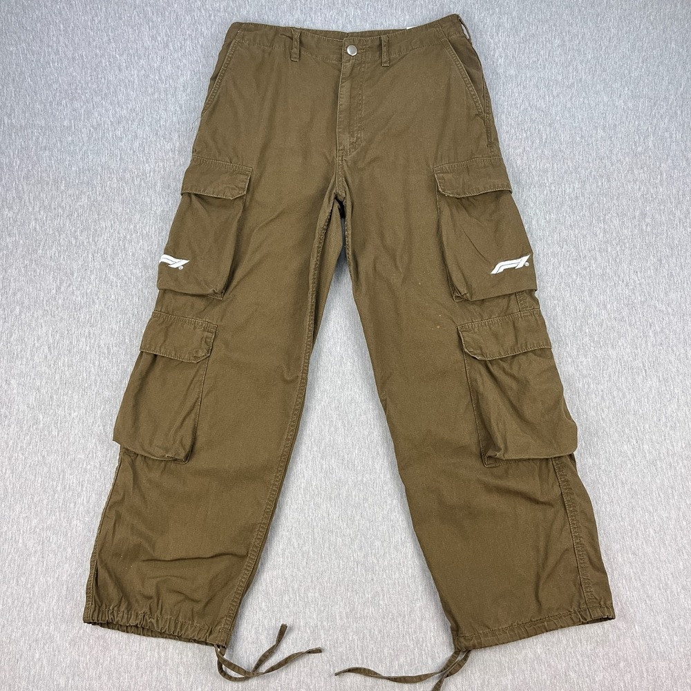 Formula 1 x PacSun Powertrain Cargo Pants Men 32x29 Brown Double-Pocket Baggy F1